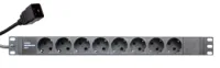 Блок розеток 19", 8 розеток Schuko, 16А, кабель питания 2м с вилкой IEC C20, фото 1