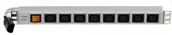 Блок электрических розеток S-8/IEC320 (C14) (Солитон) 19", высота 1U, 8 розеток IEC320 с выключателем и шнуром питания