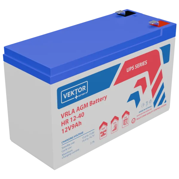 Аккумуляторная батарея VEKTOR ENERGY HR 12-40W 12В 9Ач AGM F2 для ИБП