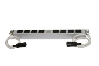 Блок электрических розеток S-2x4/IEC320 (Солитон) 19", высота 1U, 2x4 розеток IEC320 с двумя шнурами питания